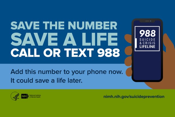 Save the number save a life call or text 988