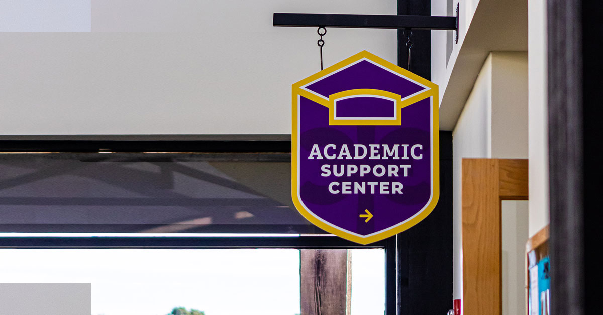 Academic Support Center sign on CTX campus
