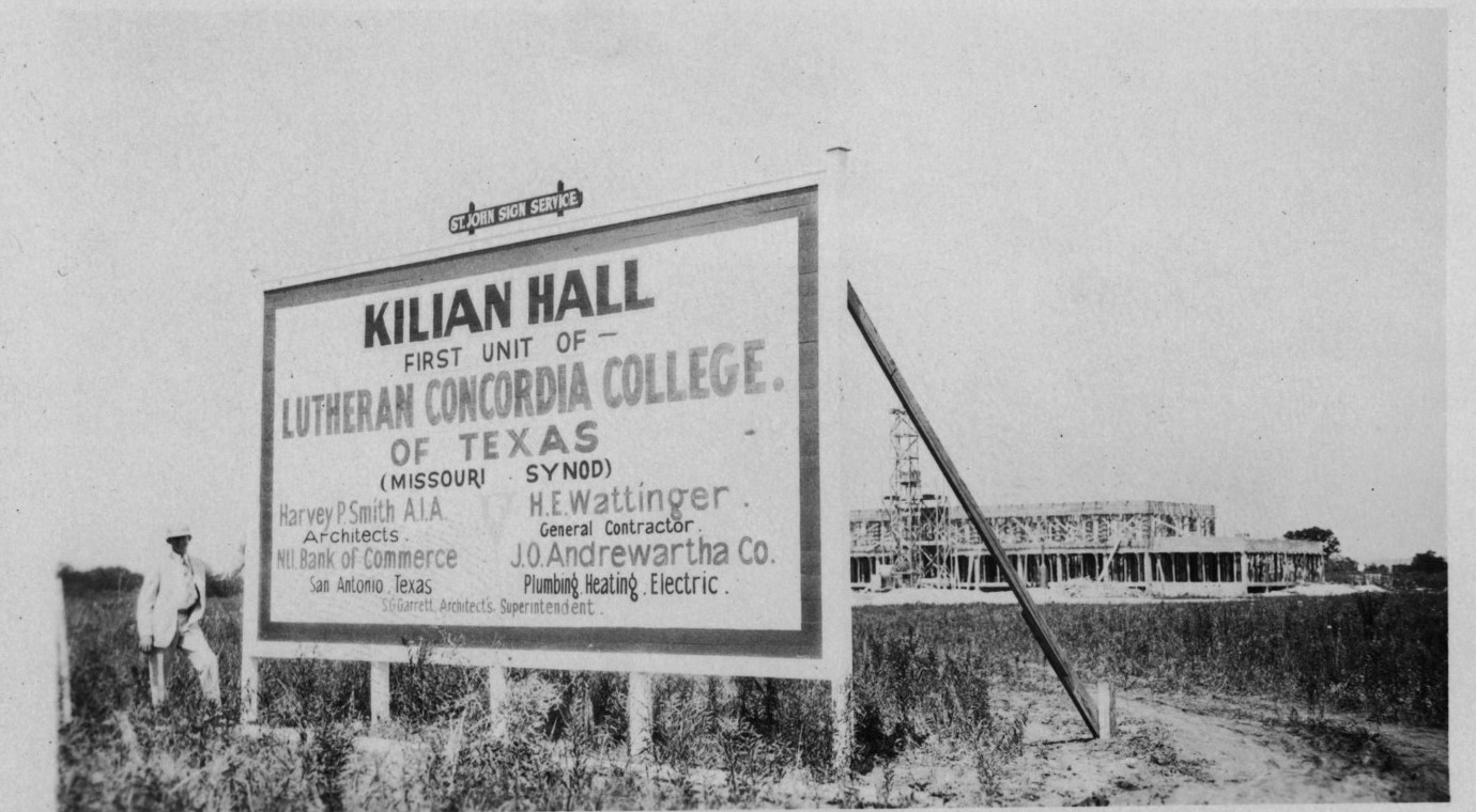 The construction site of the original Kilian Hall