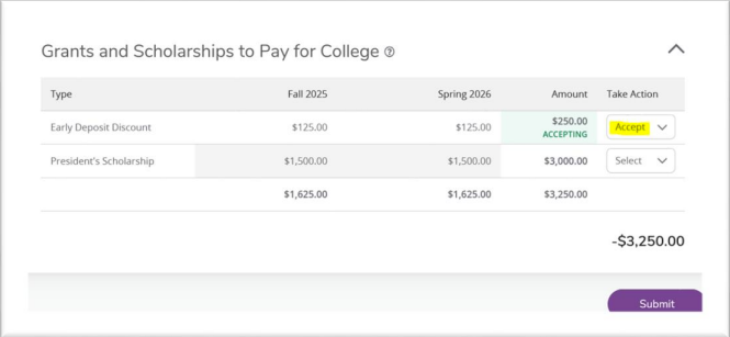Screenshot of MyInfo Grants and Scholarship steps