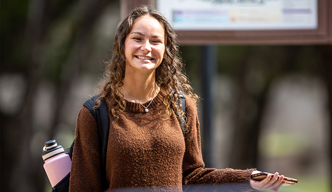 A Concordia Master of Education student on campus