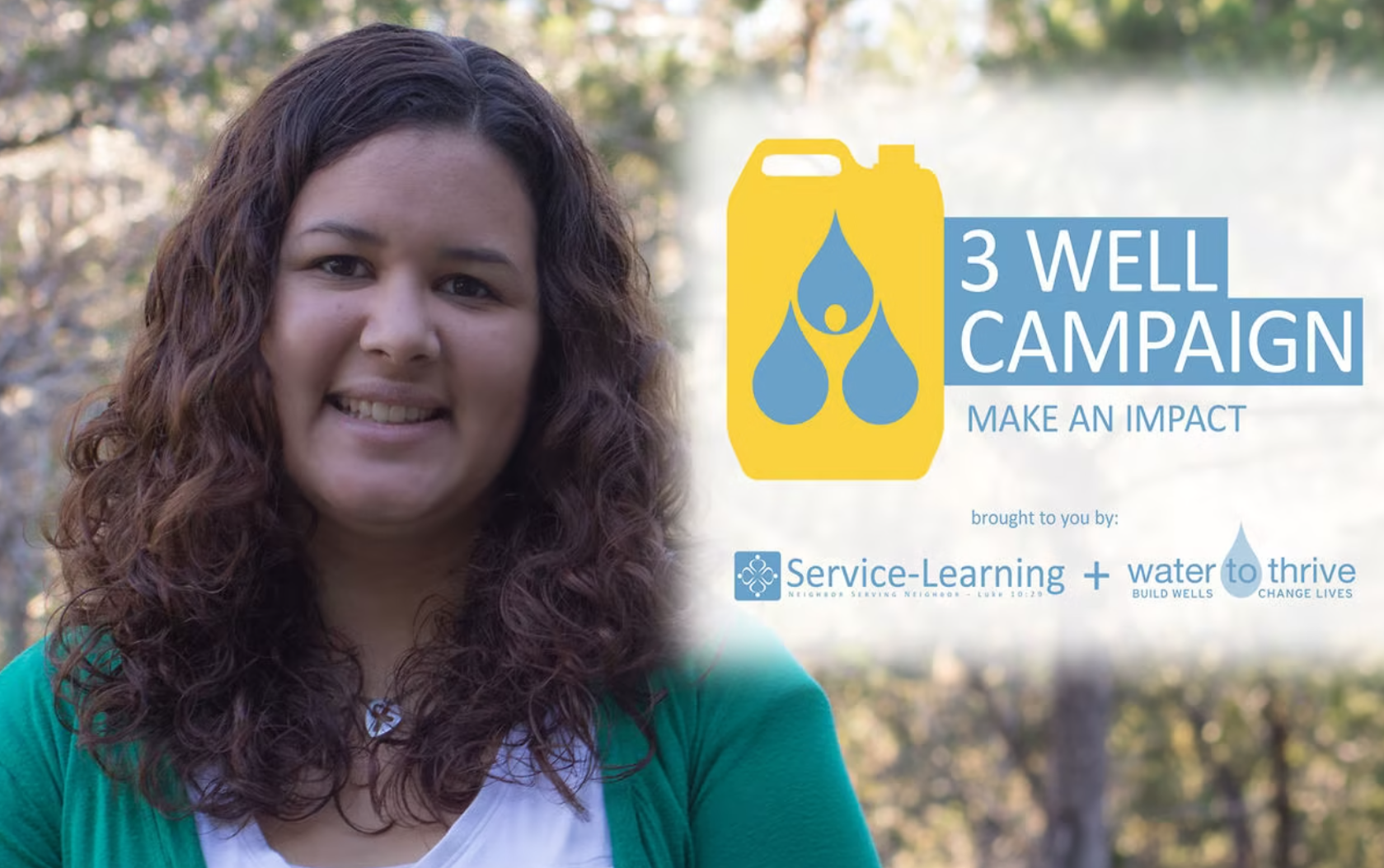 Female student next to 3 Well Campaign logo