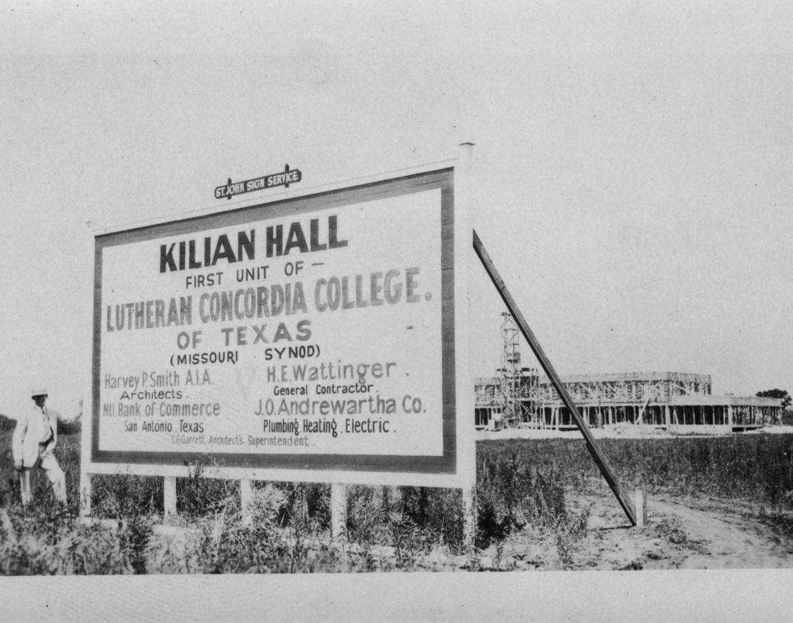 Image of the construction sign of the original Concordia University Texas campus