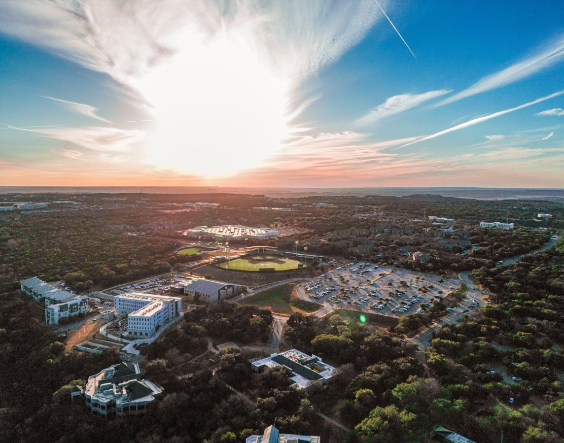 A drone photo of Concordia University Texas