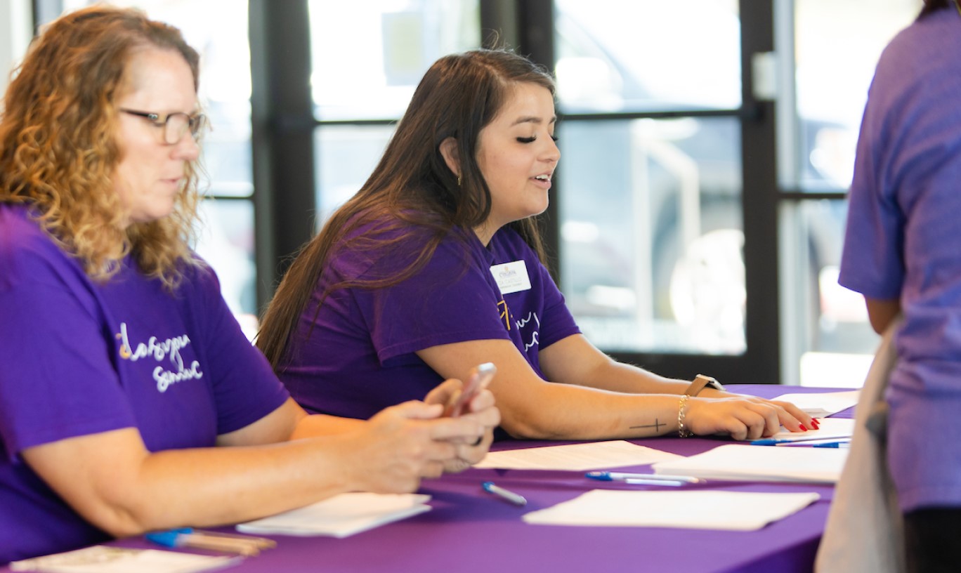 Concordia University Texas staff assisting students during orientation