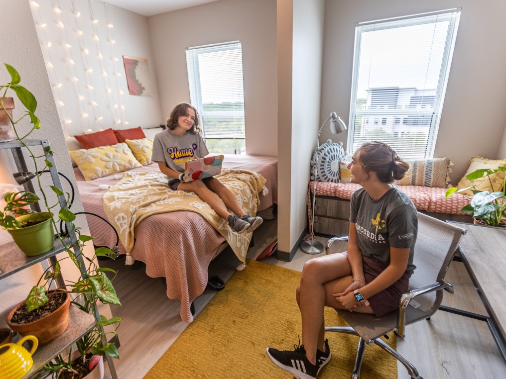 Students in a dorm room