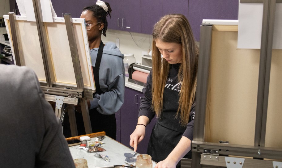 Artwork being created in the class