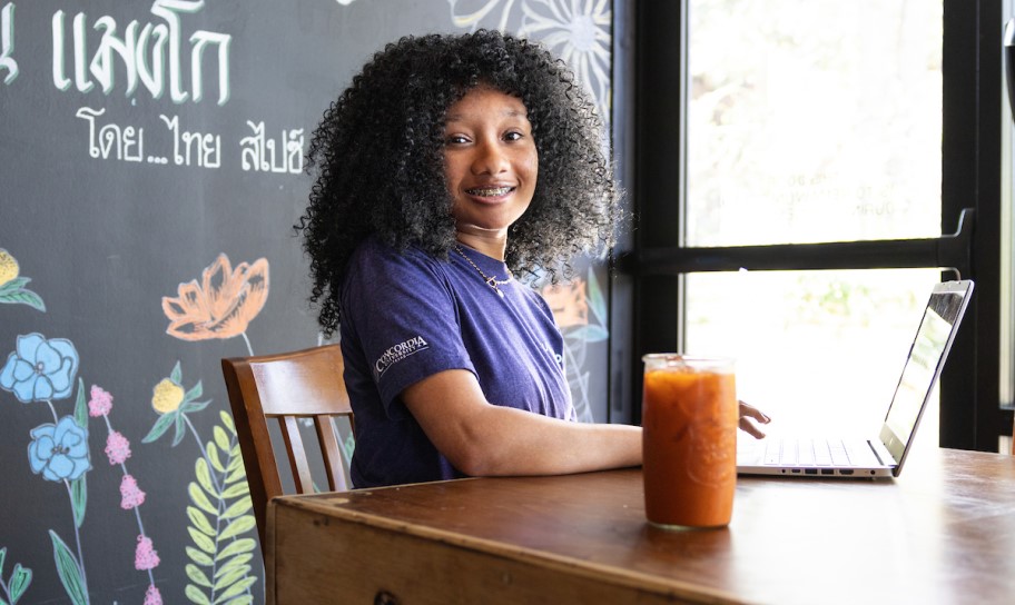 Student working on a project