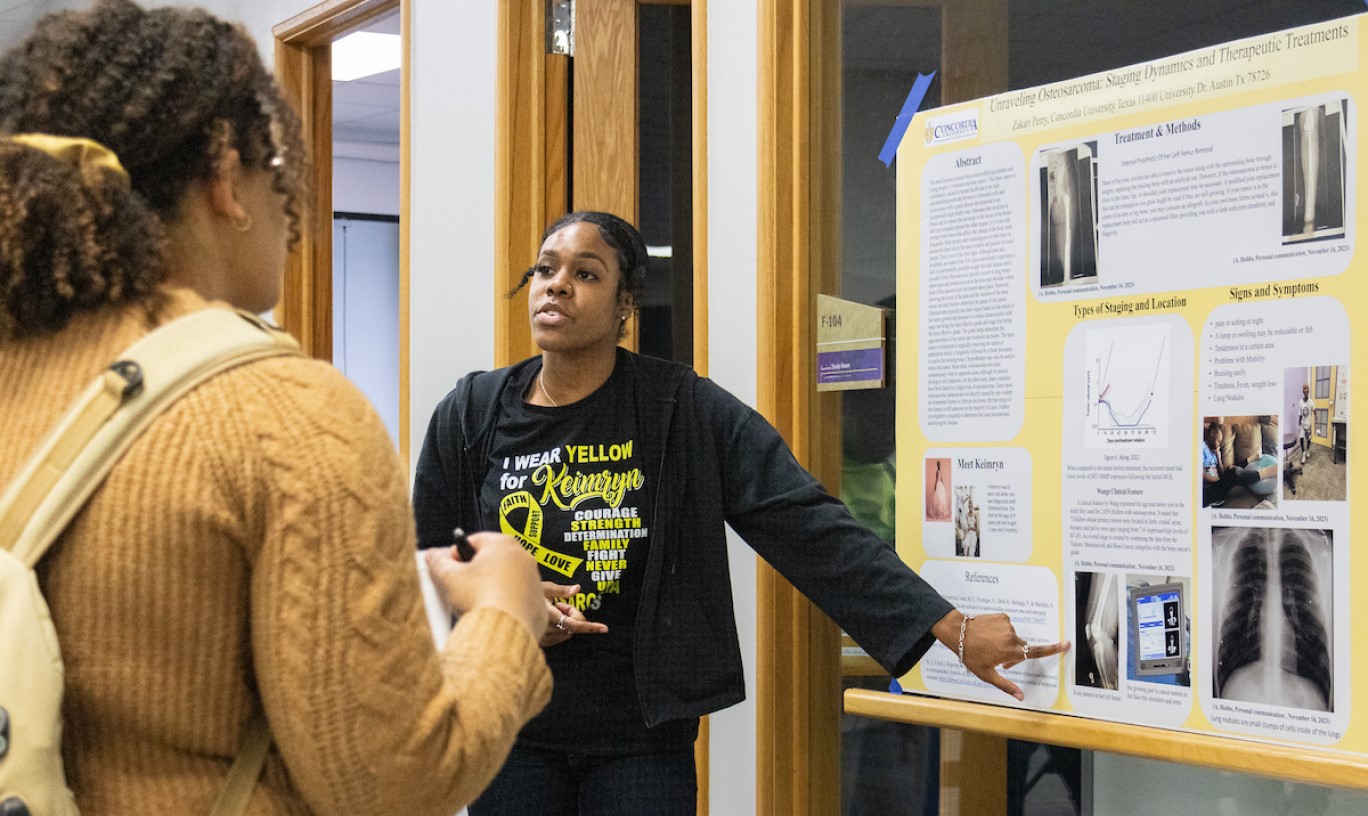 Concordia Texas biology student presenting