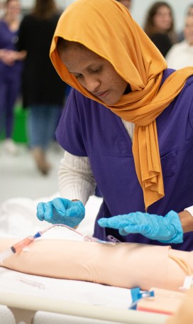 A Concordia University Texas Nursing student finishing her degree with CTX