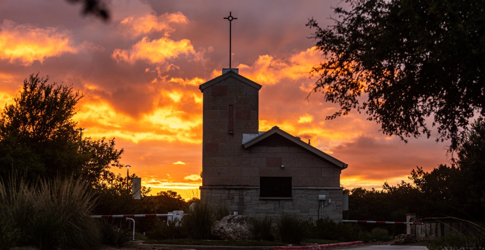 The guardhouse on Concordia University Texas campus