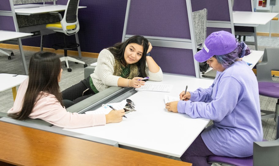 Diverse group of students studying