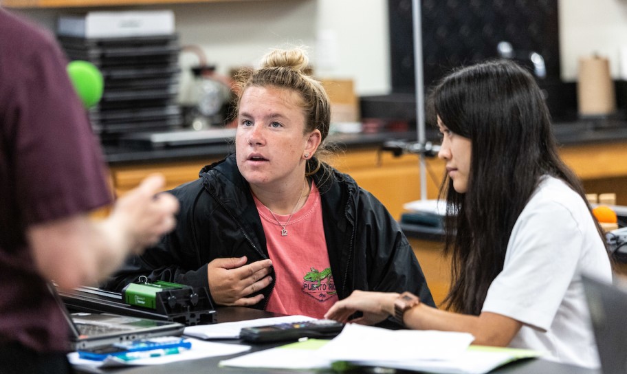 A group of Concordia Texas students studying mathematics.