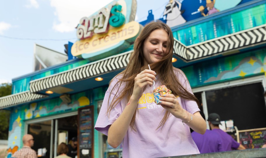 A student enjoying one of the local Austin eateries.