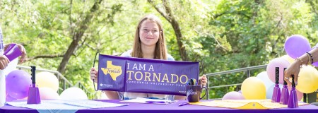 A new Concordia University Texas student joining the Tornado Nation