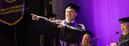 Student at his commencement ceremony