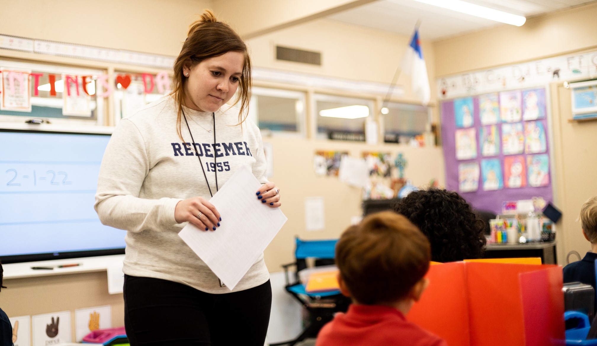 A Concordia Student teaching in a classroom