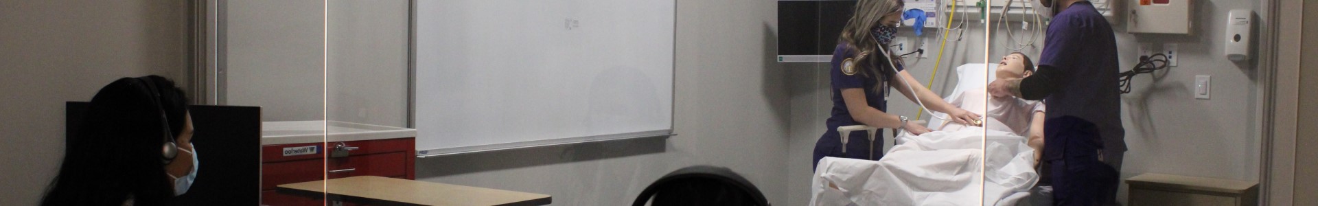 Concordia University Texas nursing students in sim lab