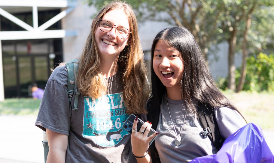 An excited student learning about finances