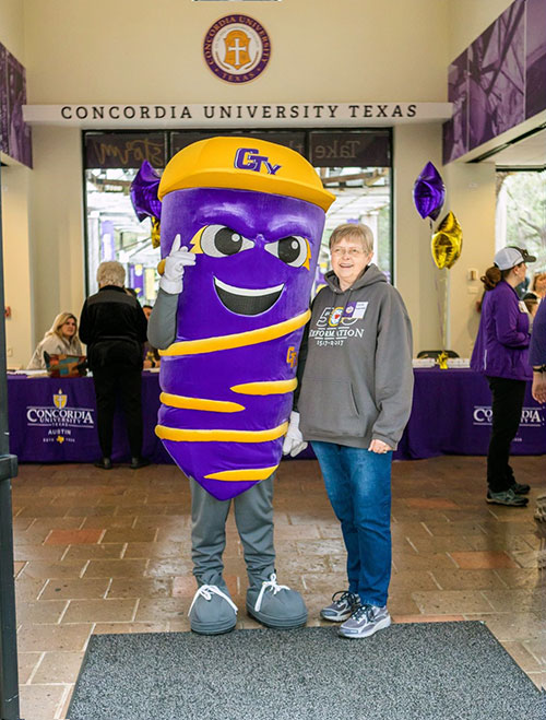 CTX Vortex mascot with Concordia Crossing guest