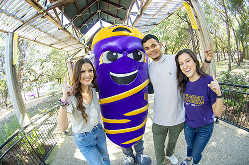 Vortex with students on campus