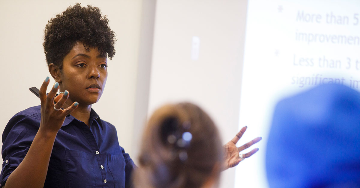 Woman teaching a class