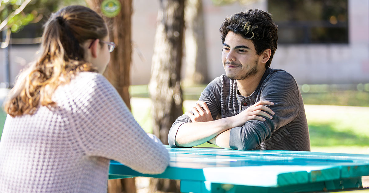 students at table