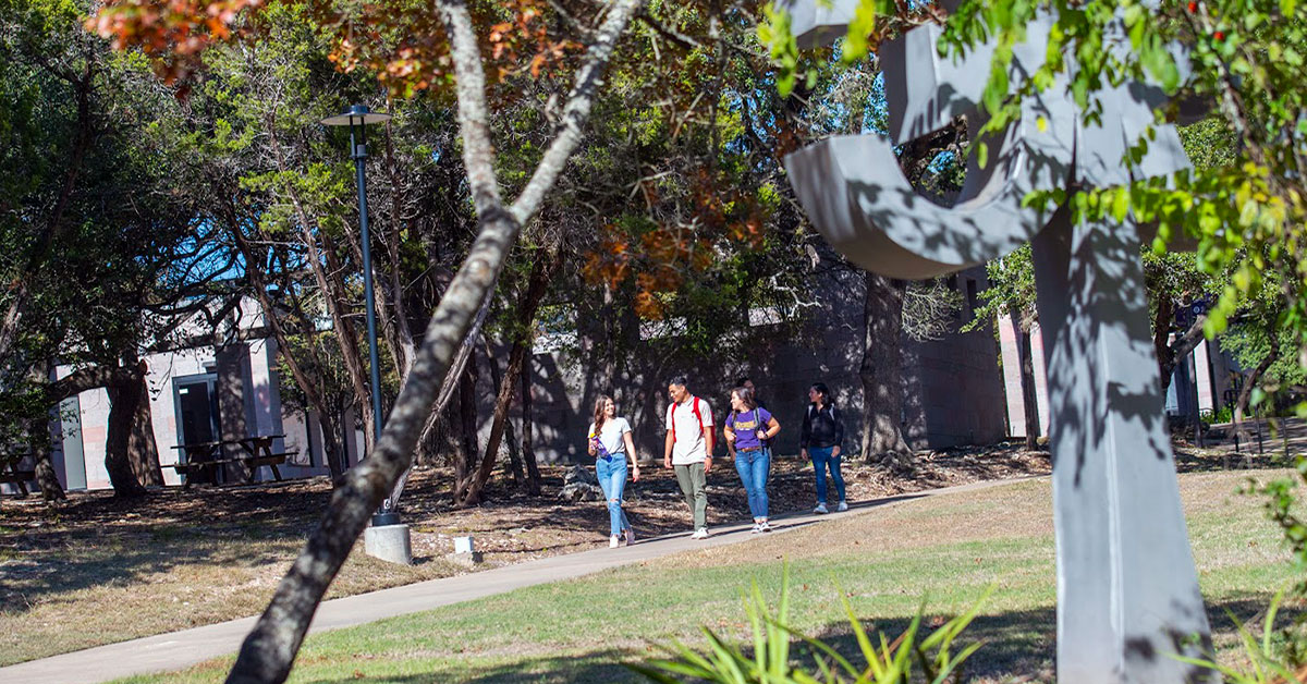 students walking on CTX campus