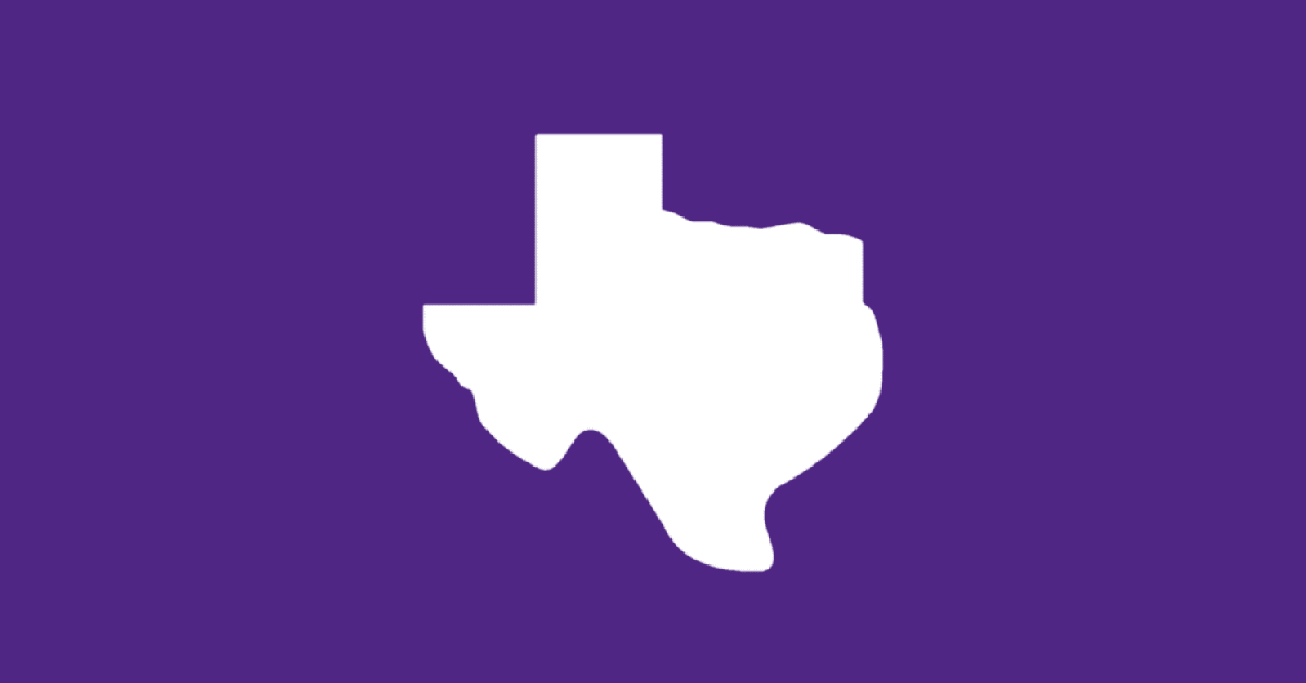 Image of Texas with a purple background