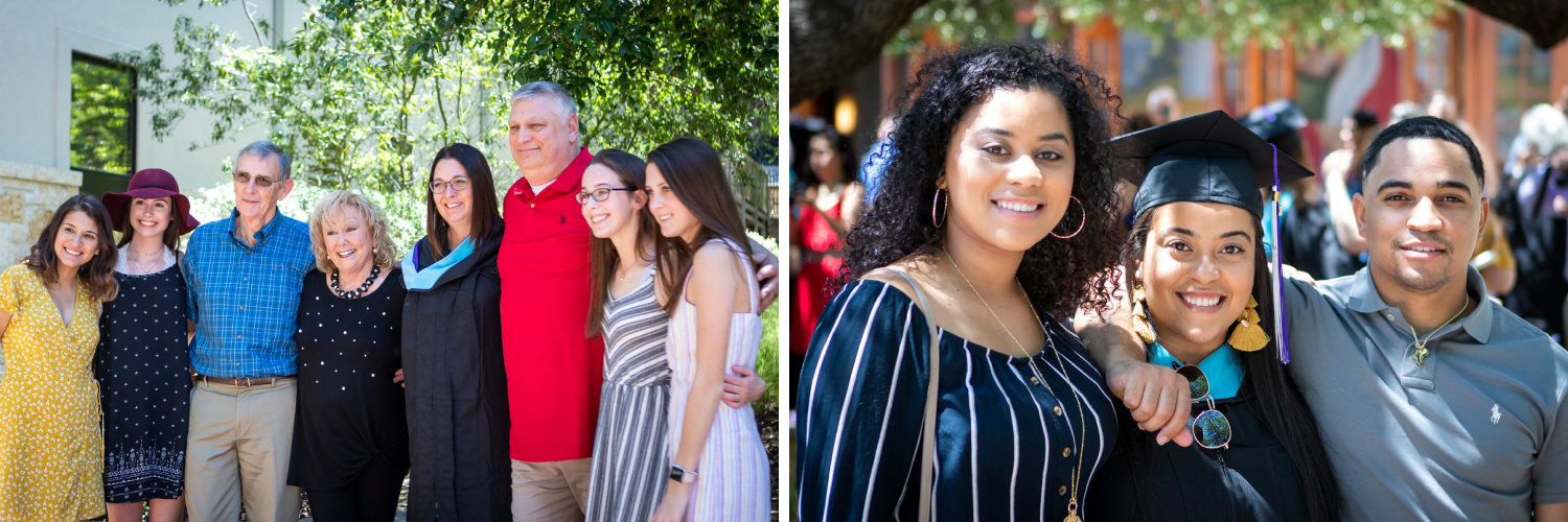 Students Taking Photos with Families at CTX 2019 Spring Commencement