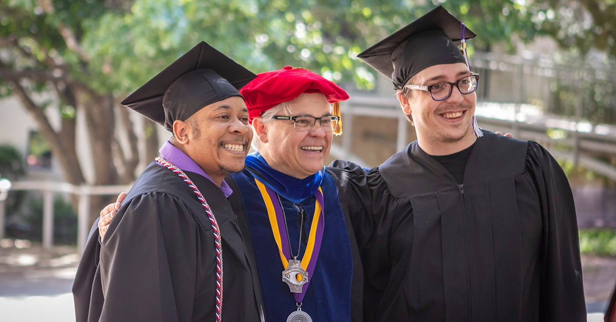 Dr. Carl Trovall and Students On Spring 2019 Commencement Day