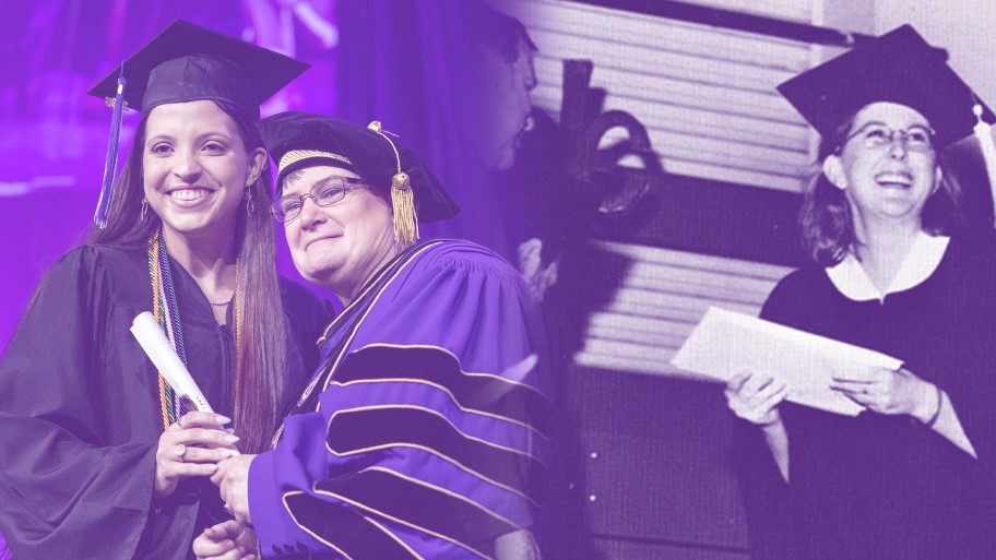 Dr. Kirk at commencement as a student and as the President of Concordia University Texas