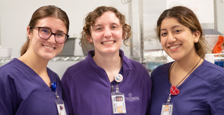 Three nursing students from Concordia University Texas