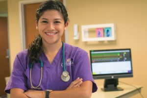 A Concordia University Texas nursing student working clinical hours.