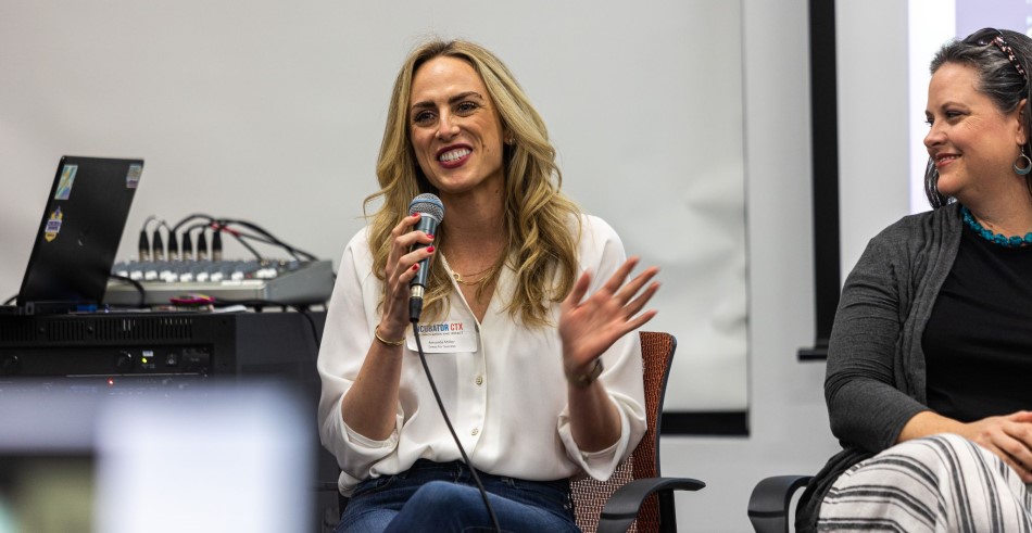 A young professional leading a lecture