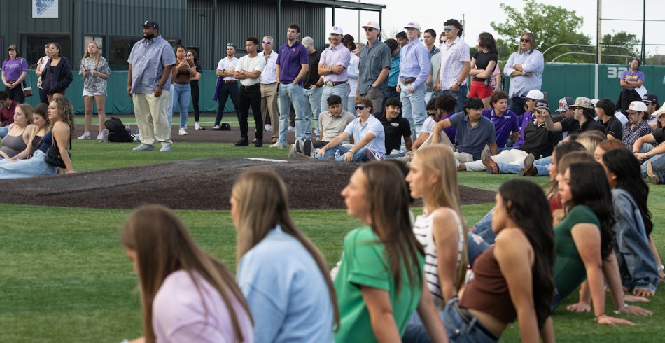 Students hearing testimony at our worship service hosted by our very own Tornado Christian Athletes (TCA)