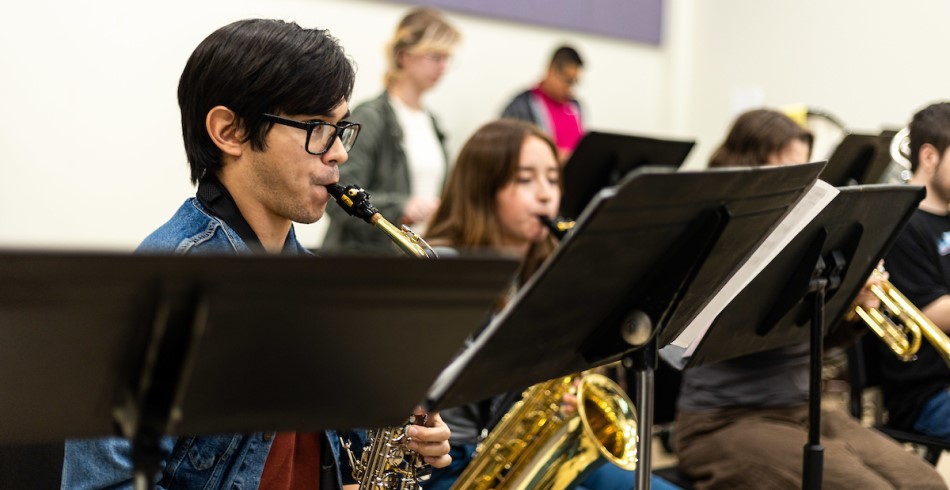 Music students practicing in class