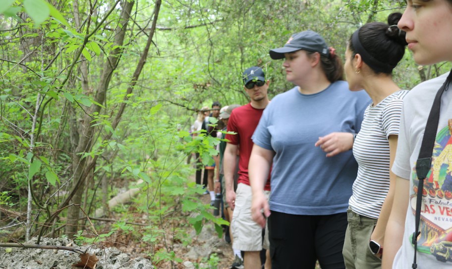 Concordia University Texas students enjoying a hike on the preserve