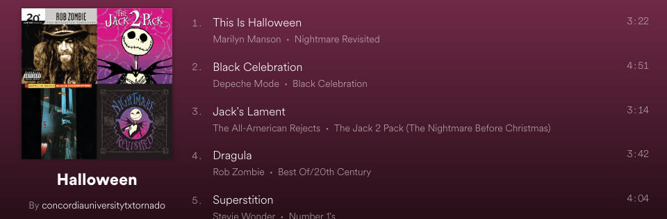 Halloween playlist