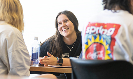 A group of students connecting on campus