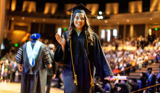 A Concordia University Texas grad at commencement
