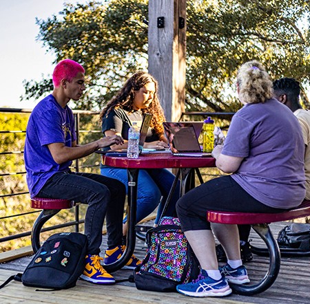 Concordia University Texas students collaborating on campus